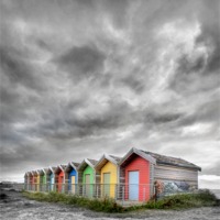 Buy canvas prints of Blyth Beach Huts by Mike Sherman Photog