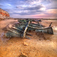 Buy canvas prints of Shipwreck on Hunstanton Beach by Mike Sherman Photog