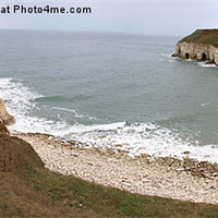 Buy canvas prints of Panoramic View of Thornwick Bay, Yorkshire by Terry Senior