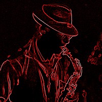 Buy canvas prints of Neon Saxophonist by Terry Senior