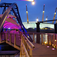 Buy canvas prints of London at Night, North Greenwich Pier looking towa by Terry Senior