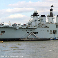 Buy canvas prints of HMS Illustrious moored at Greenwich Quay on the River Thames by Terry Senior