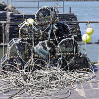 Buy canvas prints of Crab Pots Stacked on Shell Island North Wales by Terry Senior