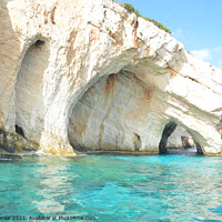 Buy canvas prints of The Blue Caves of Zackynthos in the Greek Islands by Terry Senior