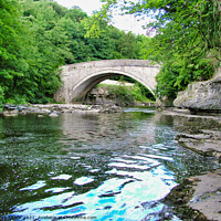 Buy canvas prints of Looking towards the Bridge at Aysgarth on the Rive by Terry Senior