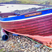 Buy canvas prints of Union Fishing Boat on the Meanish Pier, Loch Poolt by Terry Senior