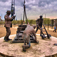 Buy canvas prints of HDR image of The Dockers Sculpture ExCel, Royal Do by Terry Senior