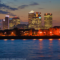 Buy canvas prints of Isle of Dogs Canary Wharf the River Thames at Dusk by Terry Senior