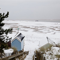 Buy canvas prints of Snowy Scene on Wells Beach by Paul Macro