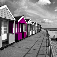 Buy canvas prints of Pink Beach Huts in Southwold by Paul Macro