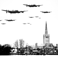 Buy canvas prints of Lancasters over Norwich Cathedral by Paul Macro