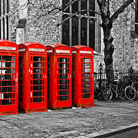 Buy canvas prints of Classic Phone Boxes in Cambridge by Paul Macro