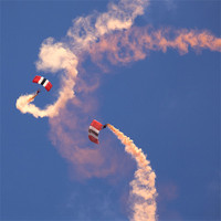 Buy canvas prints of Red Devils Free Fall Parachute Team by Ian Middleton