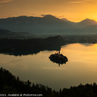 Buy canvas prints of Sunrise at Lake Bled by Ian Middleton