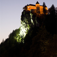 Buy canvas prints of Bled castle lit up at night by Ian Middleton