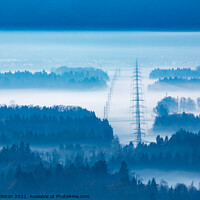 Buy canvas prints of Electricity pylons in the mist. by Ian Middleton
