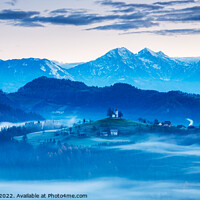 Buy canvas prints of Church of Saint Thomas in the Skofja Loka Hills by Ian Middleton