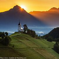 Buy canvas prints of Sunrise at Jamnik church of Saints Primus and Felician by Ian Middleton
