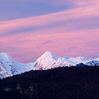 Buy canvas prints of Panorama of the Kamnik Alps at sunset by Ian Middleton