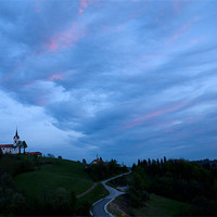 Buy canvas prints of Prezganje church at sunset by Ian Middleton