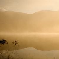 Buy canvas prints of Misty reflections at sunrise by Ian Middleton