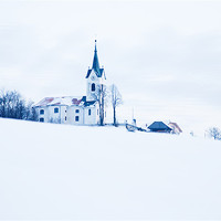 Buy canvas prints of Snowy church by Ian Middleton