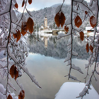 Buy canvas prints of Lake Bohinj in winter by Ian Middleton