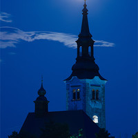 Buy canvas prints of Supermoon over bled Island Church by Ian Middleton