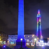 Buy canvas prints of Blackpool Tower at night by Ian Middleton