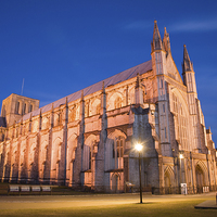Buy canvas prints of Winchester Cathedral at dusk by Ian Middleton