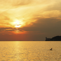 Buy canvas prints of Sunset over Trieste Bay by Ian Middleton