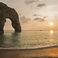 Buy canvas prints of Sunset at Durdle Door by Ian Middleton