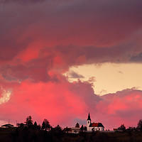 Buy canvas prints of Church of Saint Nicholas at sunset by Ian Middleton