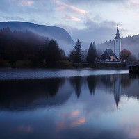 Buy canvas prints of Morning at Lake Bohinj in Slovenia by Ian Middleton