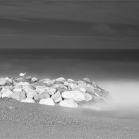 Buy canvas prints of Beach at Nice in Black and White by Ian Middleton