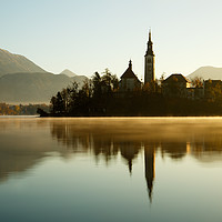 Buy canvas prints of Morning light at Lake Bled by Ian Middleton