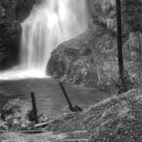Buy canvas prints of Sum Waterfall in Vintgar Gorge, near Bled, Sloveni by Ian Middleton