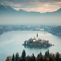 Buy canvas prints of View of Lake Bled from Ojstrica by Ian Middleton