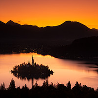 Buy canvas prints of Lake Bled from Ojstrica at sunrise by Ian Middleton