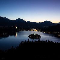 Buy canvas prints of View of Lake Bled from Ojstrica at dawn by Ian Middleton