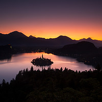 Buy canvas prints of View of Lake Bled at sunrise from Ojstrica by Ian Middleton