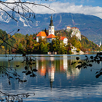 Buy canvas prints of Autumn colours at Lake Bled by Ian Middleton