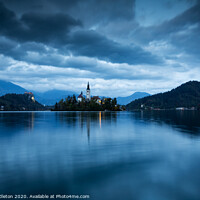 Buy canvas prints of Dusk over Lake Bled by Ian Middleton