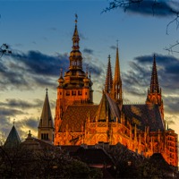 Buy canvas prints of Evening light over cathedral by Sergey Golotvin