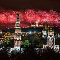 Buy canvas prints of Fireworks over Vorobievy Gory by Sergey Golotvin