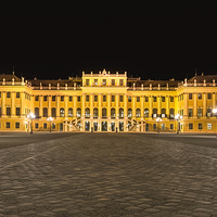 Buy canvas prints of Schonbrunn palace at night by Sergey Golotvin