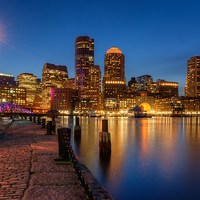 Buy canvas prints of Boston harbor evening view by Sergey Golotvin