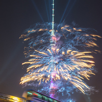 Buy canvas prints of  Ostankino tower fireworks by Sergey Golotvin
