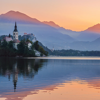 Buy canvas prints of  Two colors of Lake Bled by Sergey Golotvin