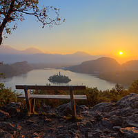 Buy canvas prints of Sunrise over lake Bled by Sergey Golotvin